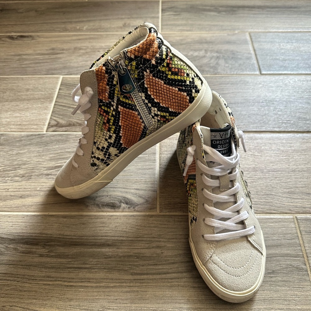 Vintage Havana Cream and Tan High-Top Sneakers